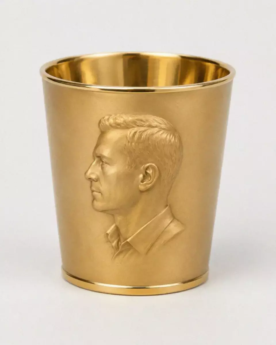 Portrait relief on a gold commemorative object
