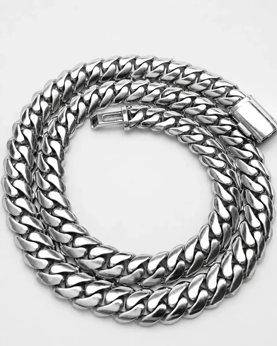Heavy Cuban-link silver chain