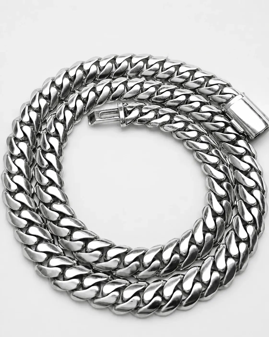 Heavy Cuban-link silver chain